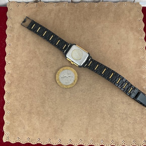 Vintage Jaz Paris French Designer Gold 18K gold plated 2 Tone Watch Black & Gold - Picture 7 of 9